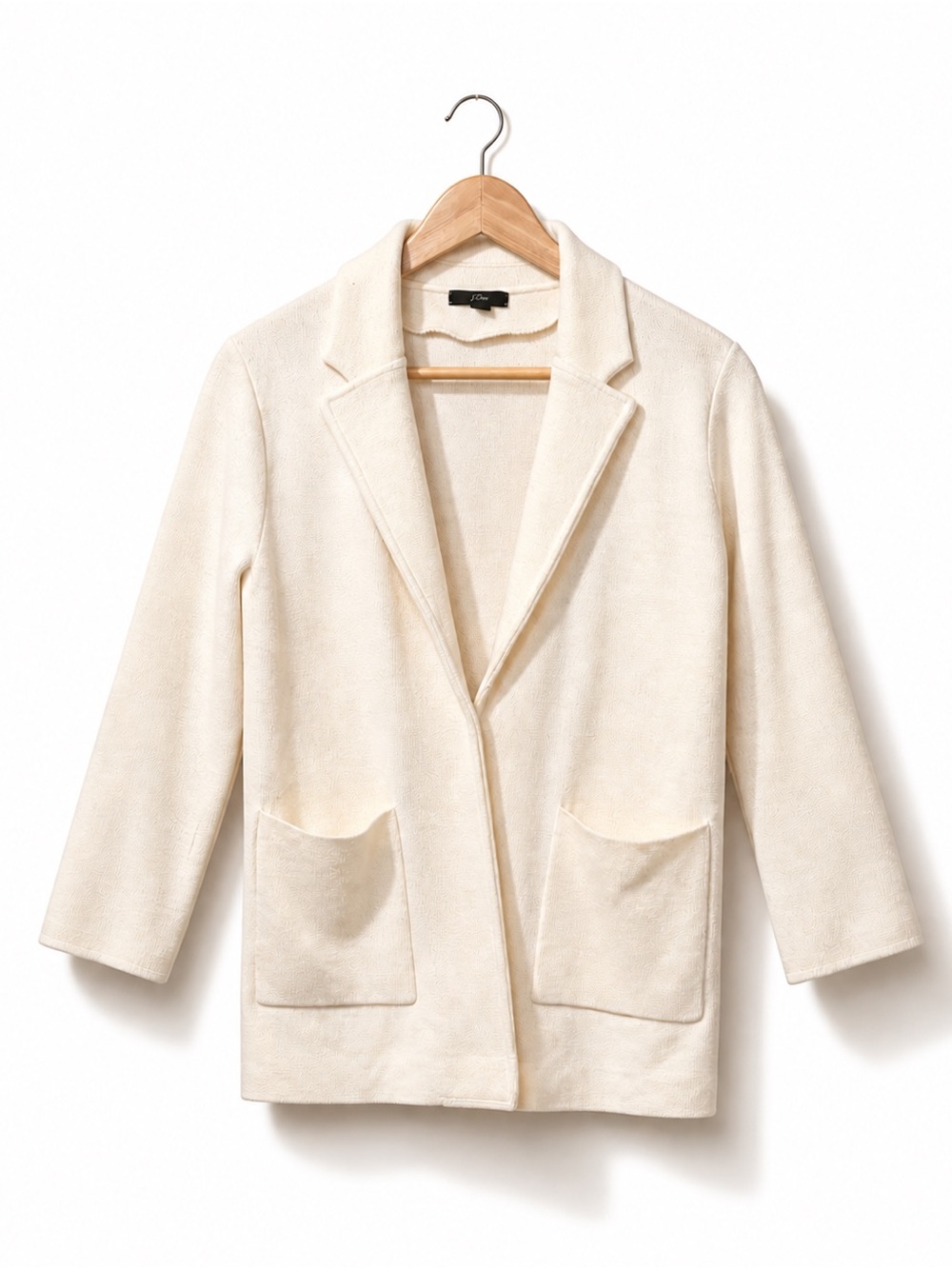 J.Crew Cream Knit Blazer Women | Soft Structured Open Front Jacket Minimal Chic